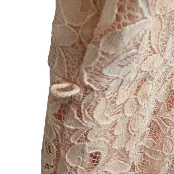 Elle Light Pink Floral Lace Stretch Dress XL Assymmetical Hem Whimsy Cottagecore - Picture 9 of 10